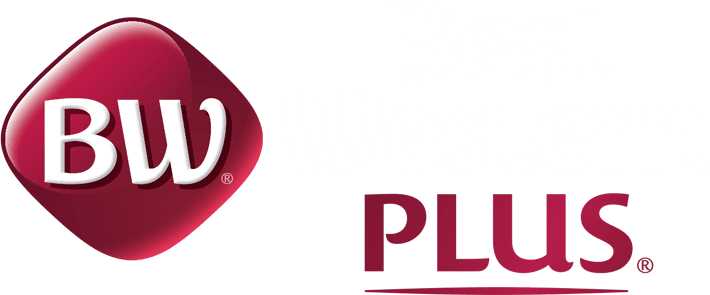 Logo de Best Western Plus en rouge et blanc.